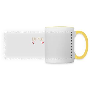 Manger de la viande, soulever des objets lourds - Mug panoramique contrasté et blanc - blanc/jaune - Devant