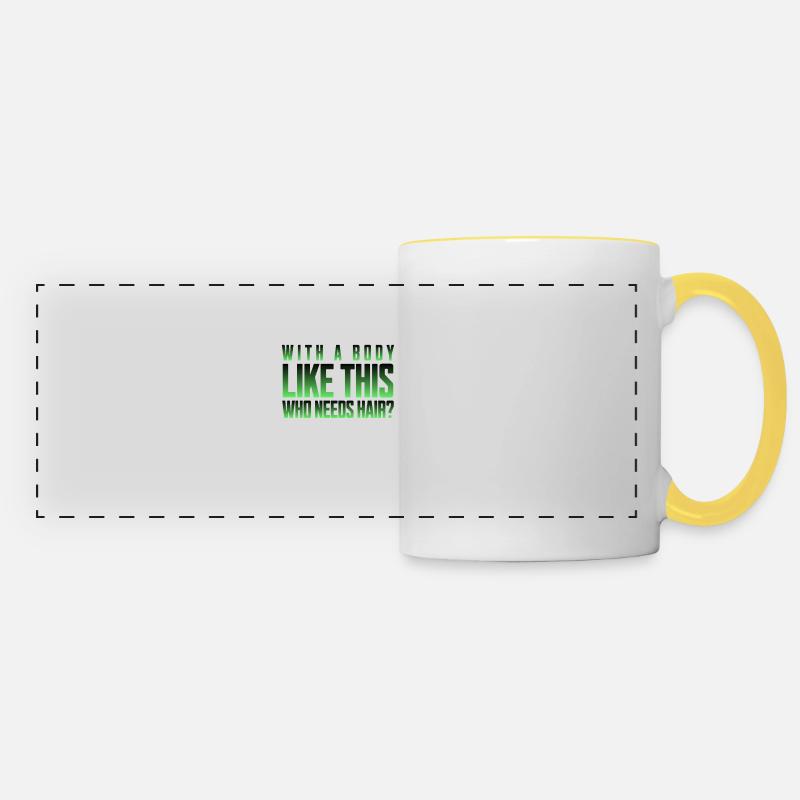 Bald men dad With a body like this who needs hair - Panoramic Mug - white/yellow
