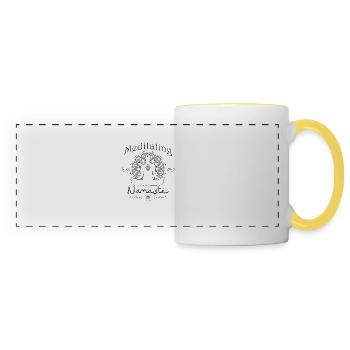 Meditating Since 2018 - Namaste - Panoramic Mug - white/yellow - Front