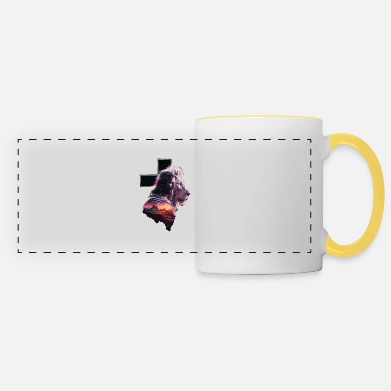 Jésus, le Lion de Judée - Lion de Juda - Mug panoramique contrasté et blanc - blanc/jaune