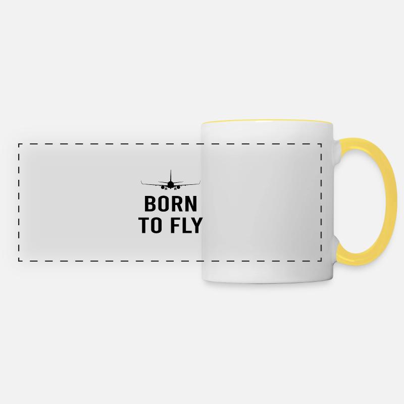Pilot Born To Fly - Panoramic Mug - white/yellow