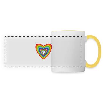 Arc-en-ciel Rainbow retro cadeau coeur - Mug panoramique contrasté et blanc - blanc/jaune - Devant