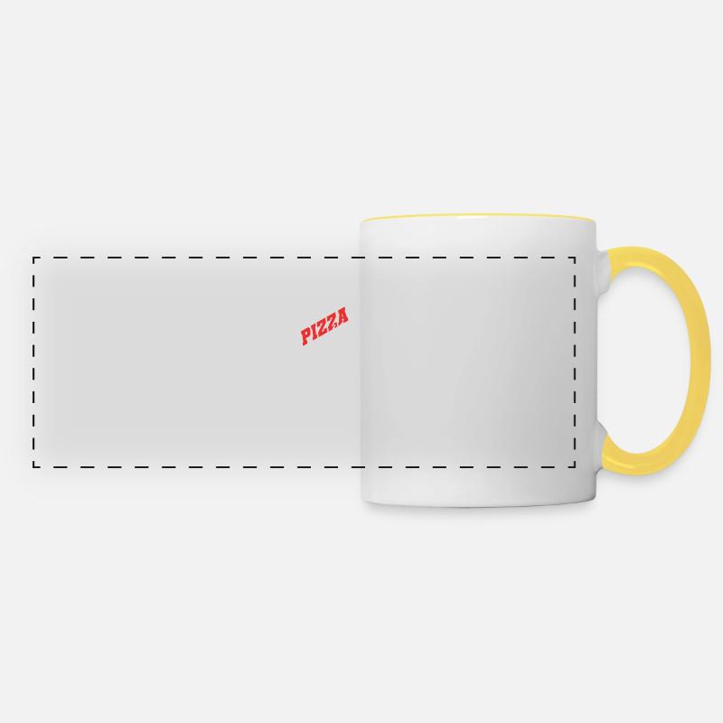 Pizza rocks guitariste Gift - Mug panoramique contrasté et blanc - blanc/jaune