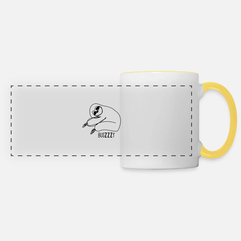 sleeping sloth - Panoramic Mug - white/yellow