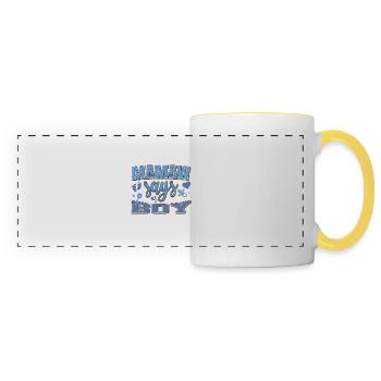 Mamaw dit garçon grossesse annonce fête de bébé - Mug panoramique contrasté et blanc - blanc/jaune - Devant