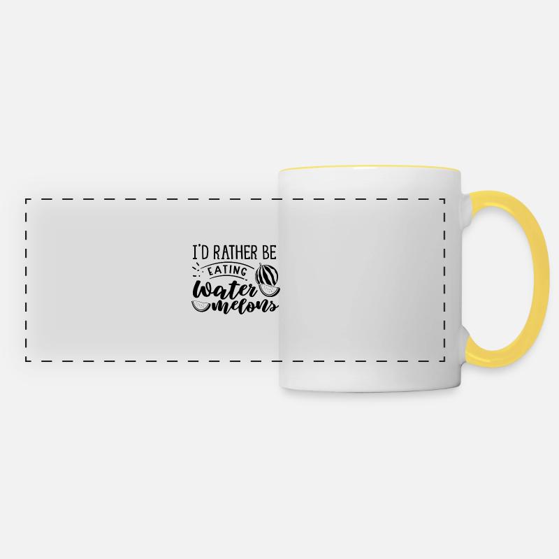 Watermelons Exotic Summer Fruits Melon - Panoramic Mug - white/yellow