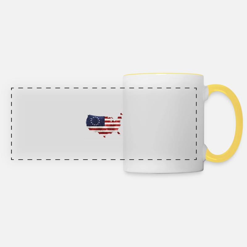 4 juillet Betsy Ross - Mug panoramique contrasté et blanc - blanc/jaune