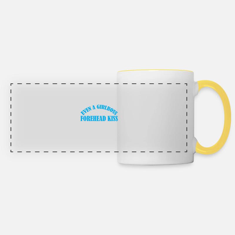 Même une girlboss a besoin d’un baiser sur le front parfois 3 - Mug panoramique contrasté et blanc - blanc/jaune