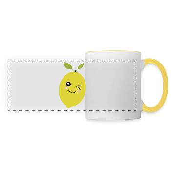 Zitrone Limone Limette Frucht Früchte vegan - Panoramatasse - Weiß/Gelb - Vorne