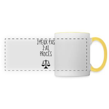 greffier / greffe / tribunal / justice / juge - Mug panoramique contrasté et blanc - blanc/jaune - Devant