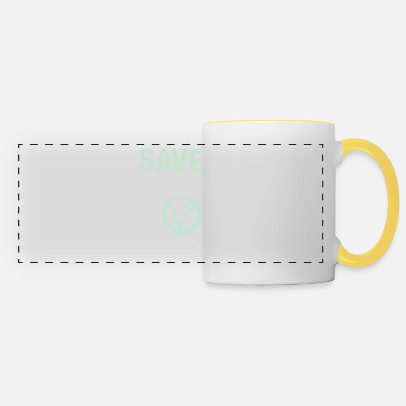 Animal welfare vegan - Panoramic Mug - white/yellow