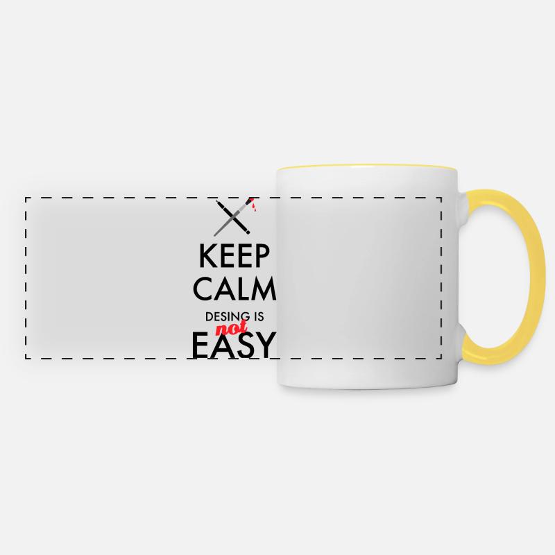 Keep Calm Design is not easy – Designer Spruch - Panoramatasse - Weiß/Gelb