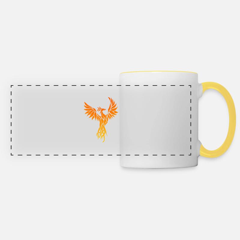 phoenix_2 - Mug panoramique contrasté et blanc - blanc/jaune