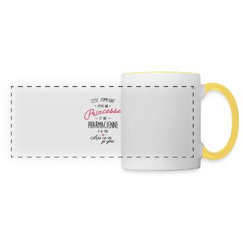 Princesse et Pharmacienne - Mug panoramique contrasté et blanc - blanc/jaune - Devant