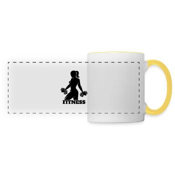 Fitness gym gym gym fitness center - Panoramic Mug - white/yellow - Front