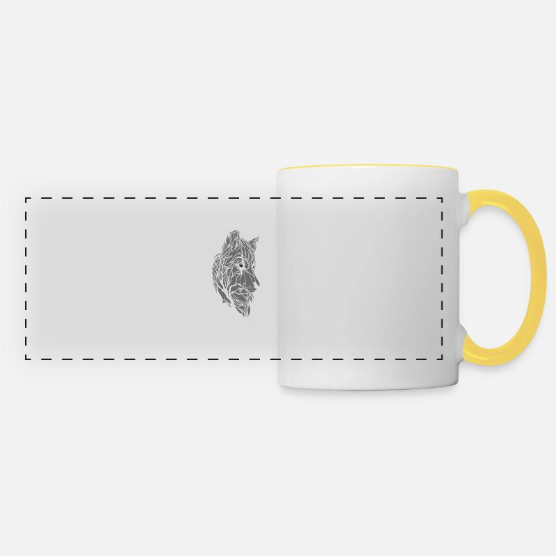 Le loup blanc - Mug panoramique contrasté et blanc - blanc/jaune
