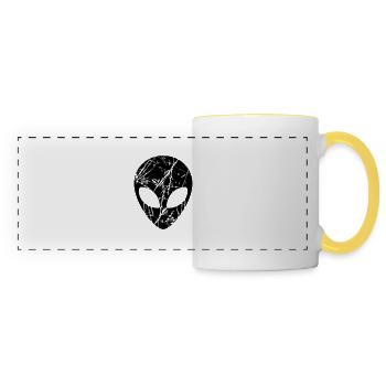 Cracked head alien - Panoramic Mug - white/yellow - Front