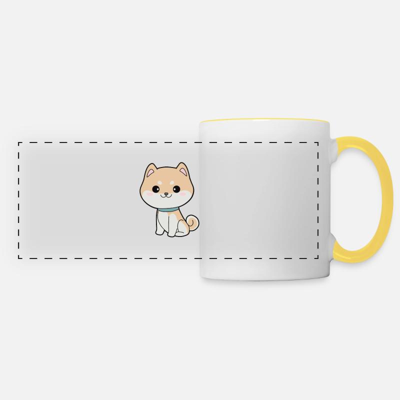 Shiba Inu - Mug panoramique contrasté et blanc - blanc/jaune