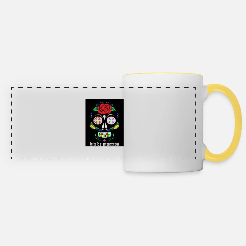 dia de muertos - Panoramic Mug - white/yellow