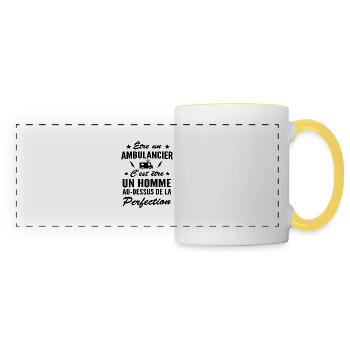 perfection ambulancier / humour ambulancier - Mug panoramique contrasté et blanc - blanc/jaune - Devant