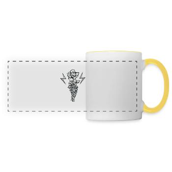 Skeleton Hand holding a Rose - Gothic - Panoramic Mug - white/yellow - Front