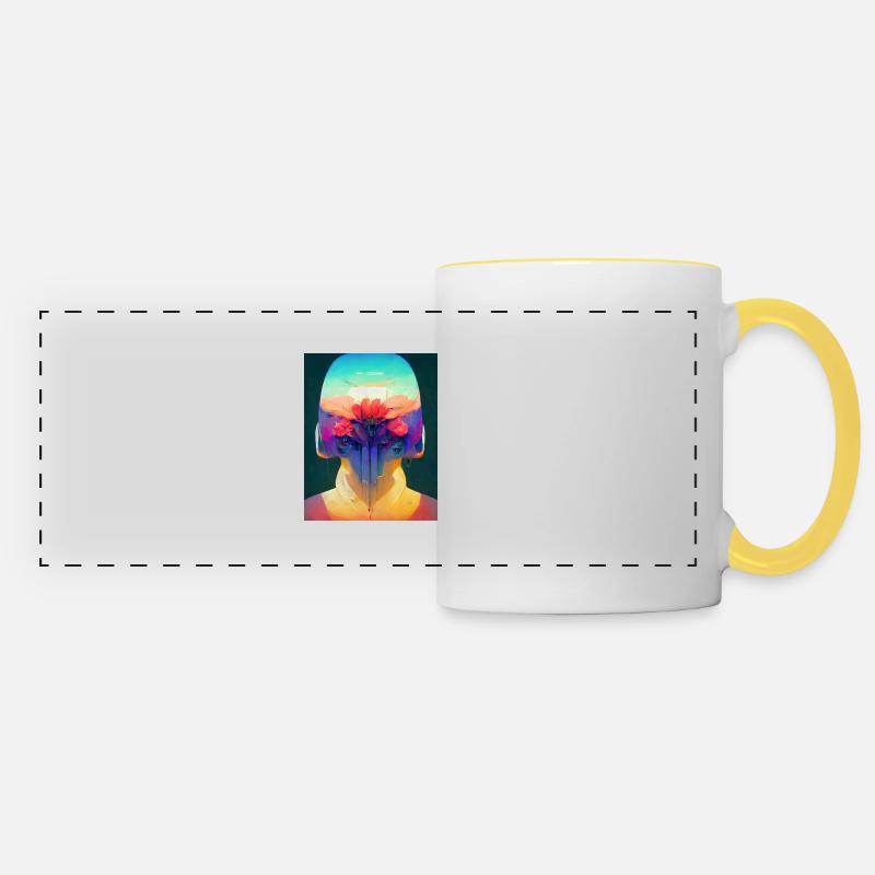 Flower Punk Robot - Mug panoramique contrasté et blanc - blanc/jaune