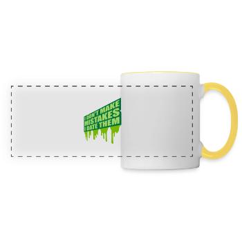 Date Mistakes Quote Logo - Panoramic Mug - white/yellow - Front