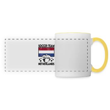 Netherlands Soccer Football 2022 WM - Mug panoramique contrasté et blanc - blanc/jaune - Devant