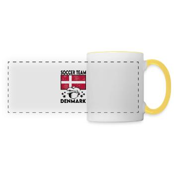 Denmark Soccer Football 2022 WM - Mug panoramique contrasté et blanc - blanc/jaune - Devant