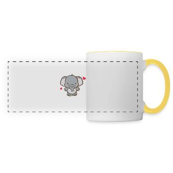 süßes Kinderdesign mit Elefant - Panoramatasse - Weiß/Gelb - Vorne