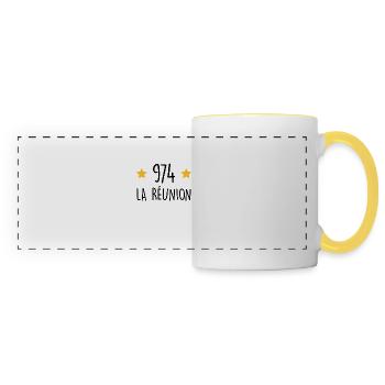 974 La Réunion - Mug panoramique contrasté et blanc - blanc/jaune - Devant