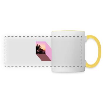 T-shirt holiday beach palm trees holiday summer sun - Panoramic Mug - white/yellow - Front