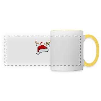 Buchstabe H Weihnachtsmütze - Panoramatasse - Weiß/Gelb - Vorne