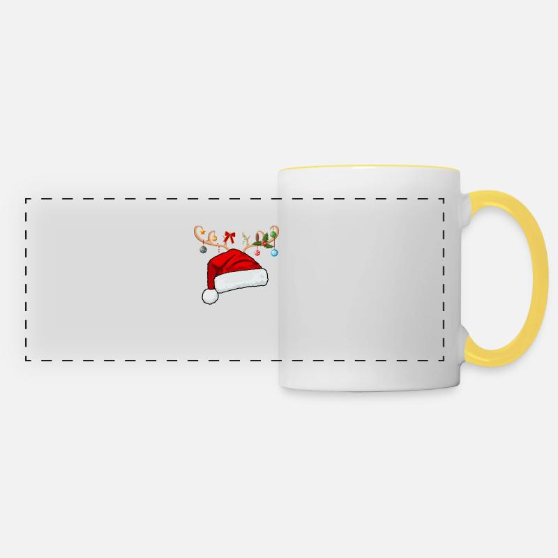 Brief M Weihnachtsmütze - Panoramatasse - Weiß/Gelb