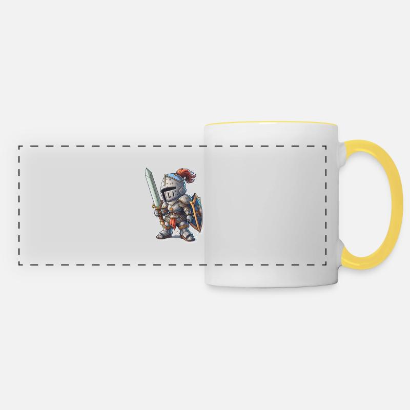 Chibi Aventurier Paladin Chevalier - Mug panoramique contrasté et blanc - blanc/jaune