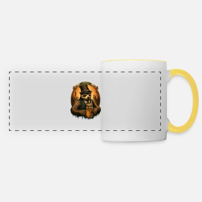 Cool sloth with beer - Panoramic Mug - white/yellow