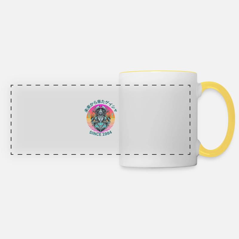 Futuristic Geisha - Panoramic Mug - white/yellow