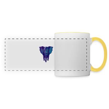 Geometric Blue Elephant - Panoramic Mug - white/yellow - Front