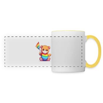L’amour est une nécessité pour l’ours - Mug panoramique contrasté et blanc - blanc/jaune - Devant
