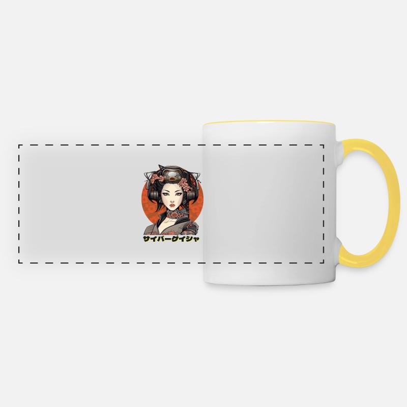 Cyber Geisha 2 - Panoramic Mug - white/yellow