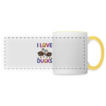 Amour de canard - Mug panoramique contrasté et blanc - blanc/jaune - Devant