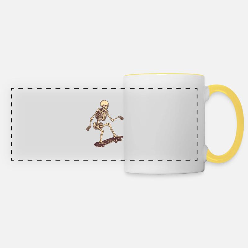Skateboard Skeleton - Panoramic Mug - white/yellow