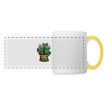 J'aime les Plantes - Amoureux des Plantes - Art de - Mug panoramique contrasté et blanc - blanc/jaune - Devant