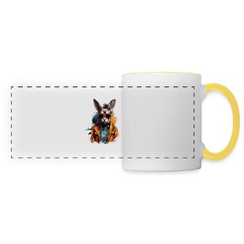 City bouncer rabbit ghost | Rabbit lovers - Panoramic Mug - white/yellow - Front