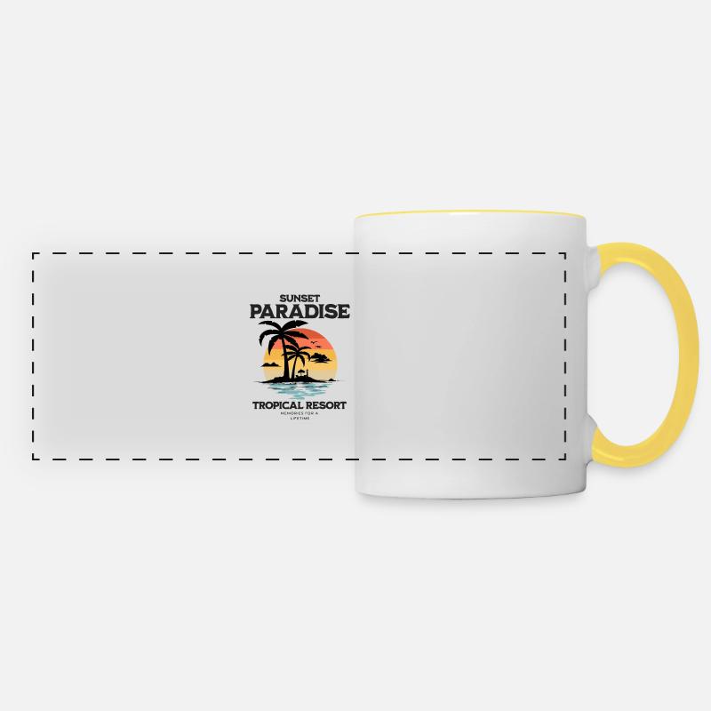Sunset in Paradise - Panoramic Mug - white/yellow