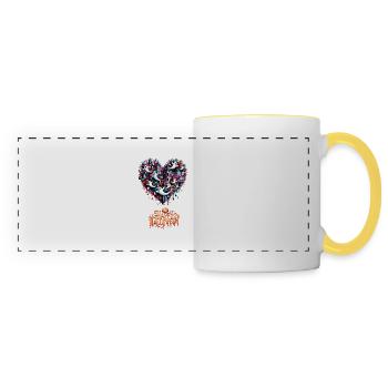 Pop Art Chibi Ghost Heart Halloween Tee - Panoramic Mug - white/yellow - Front