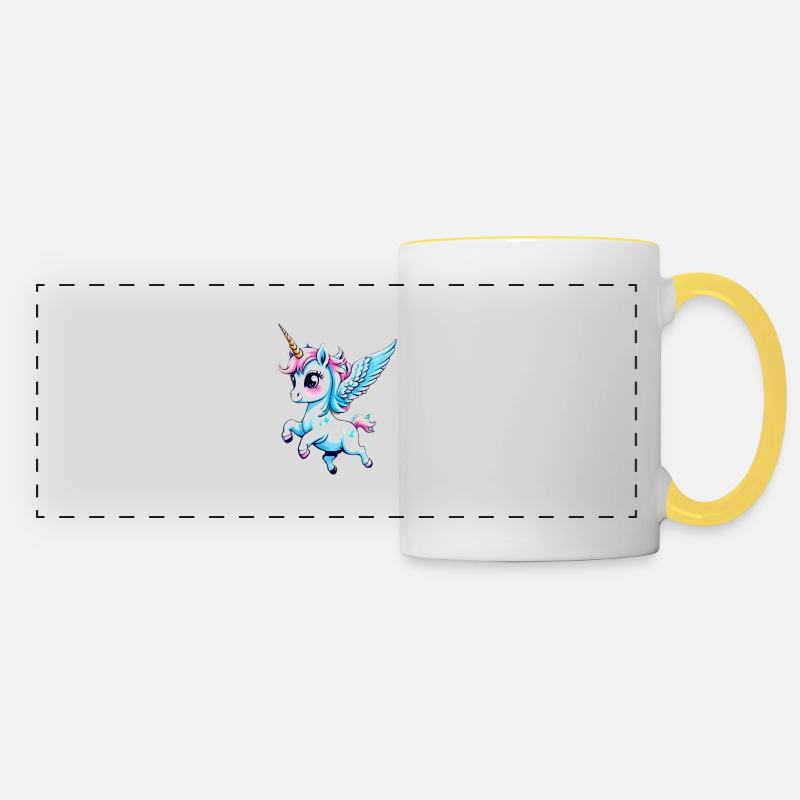 Licorne Unicorn Kawaii - Panoramic Mug - white/yellow