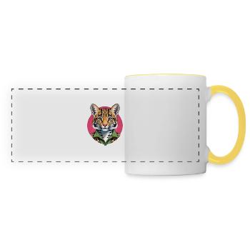 Ocelot Cat - Panoramic Mug - white/yellow - Front
