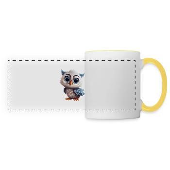 Cute owl with great eyes for babies and children - Panoramic Mug - white/yellow - Front