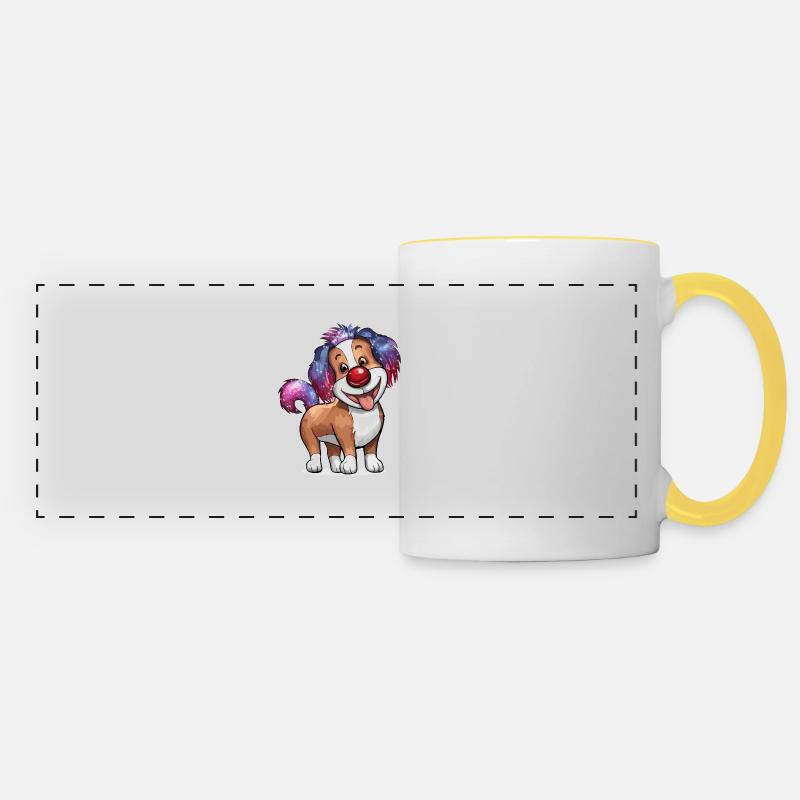 Dog Red Nose - Panoramic Mug - white/yellow